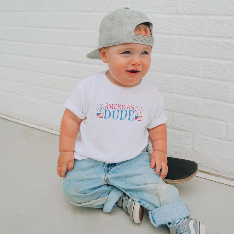 American Dude Fireworks Kids Graphic Tee | White
