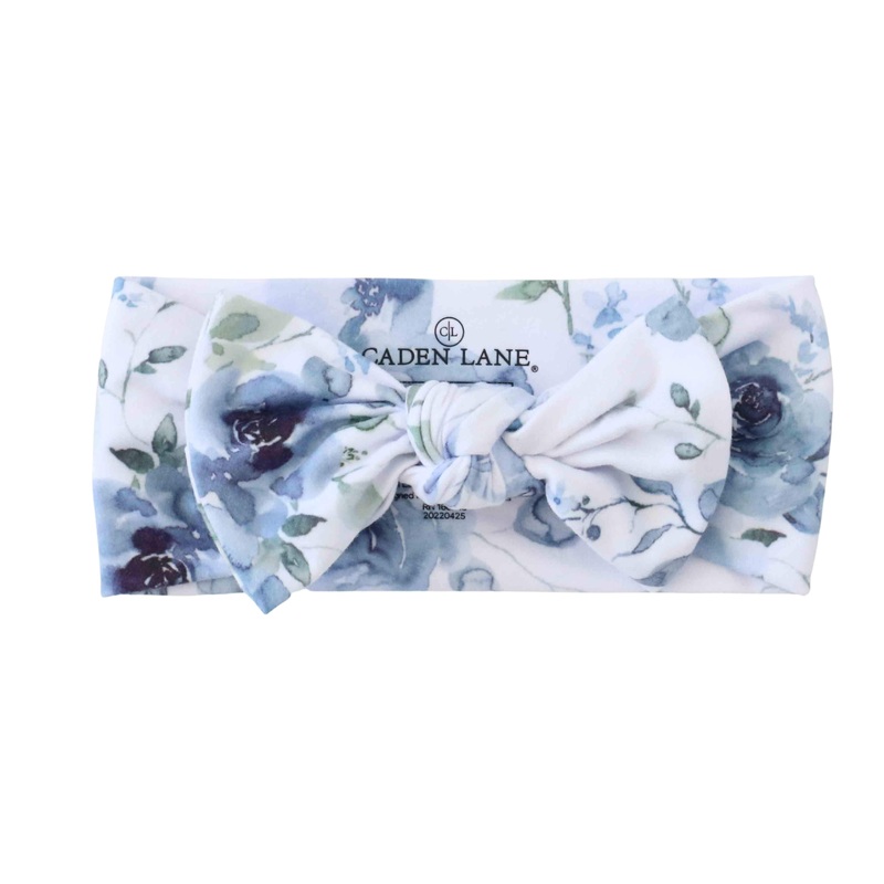 Bailey’s Blue Floral Knit Large Bow Headwrap