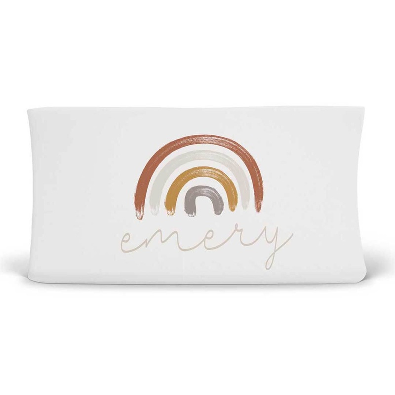 Cannon’s Earthy Rainbow Personalized Changing Pad Cover