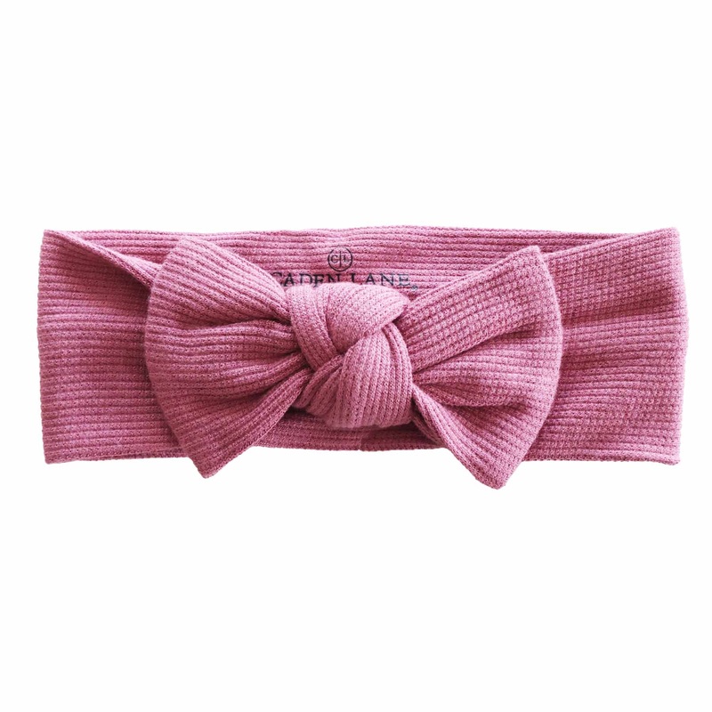 Cranberry Bamboo Waffle Knit Large Bow Headwrap
