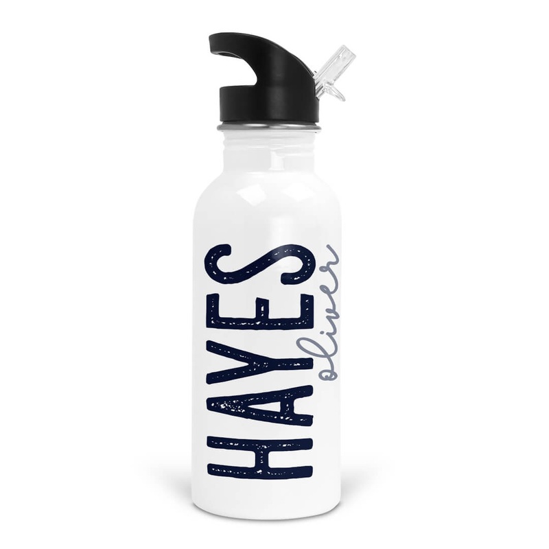 Dark Navy Ombre Personalized Kids Water Bottle