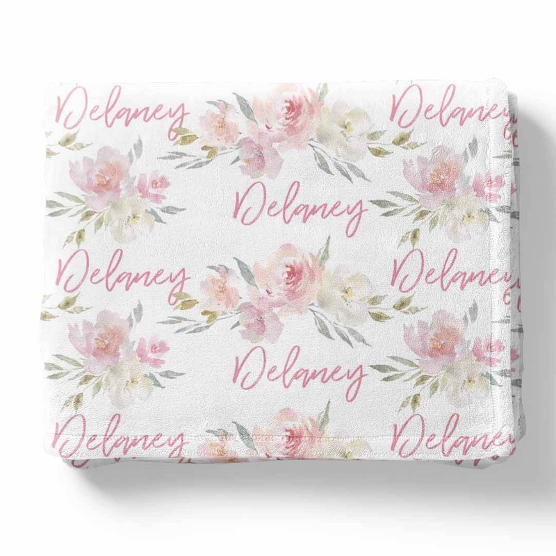 Delaney Dusty Blush Floral Personalized Toddler Blanket