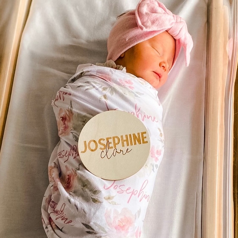 Delaney’s Dusty Blush Personalized Baby Name Swaddle Blanket