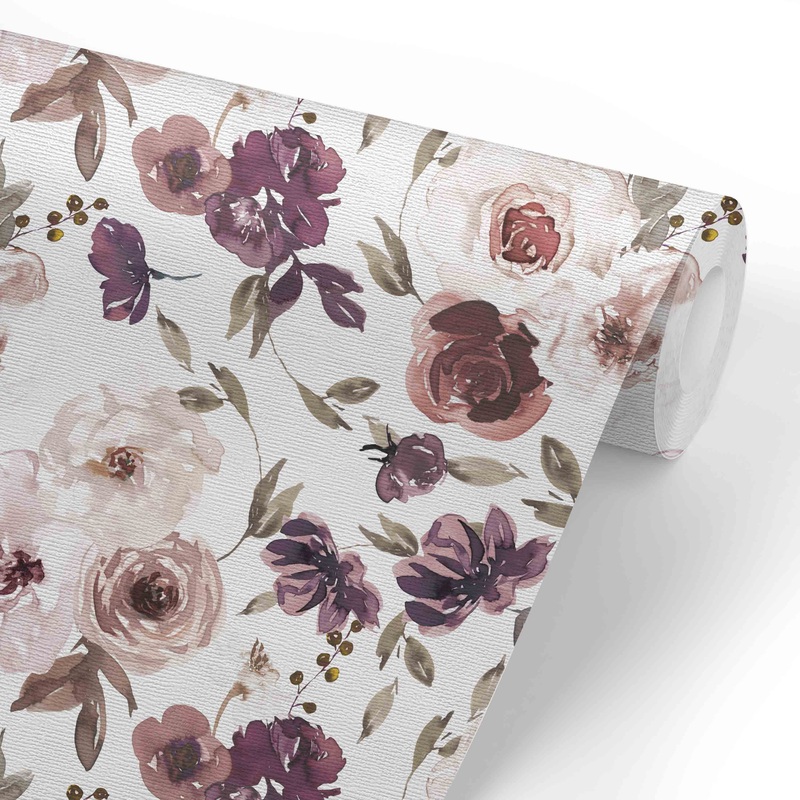 Demi’s Dusty Purple Floral Removable Wallpaper
