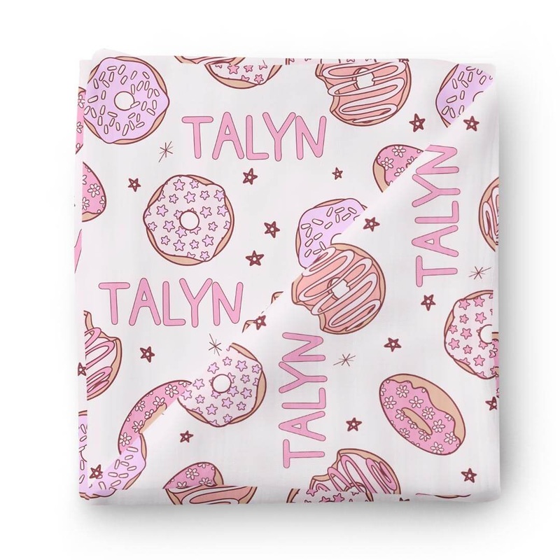 Donut Shop Personalized Swaddle Blanket | Pink