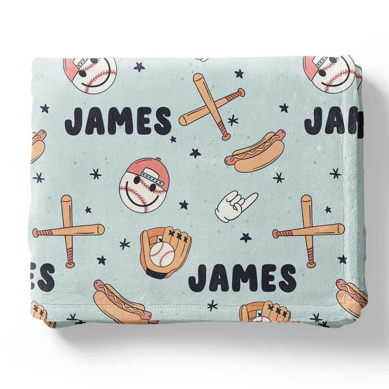 Home Run Personalized Kids Blanket