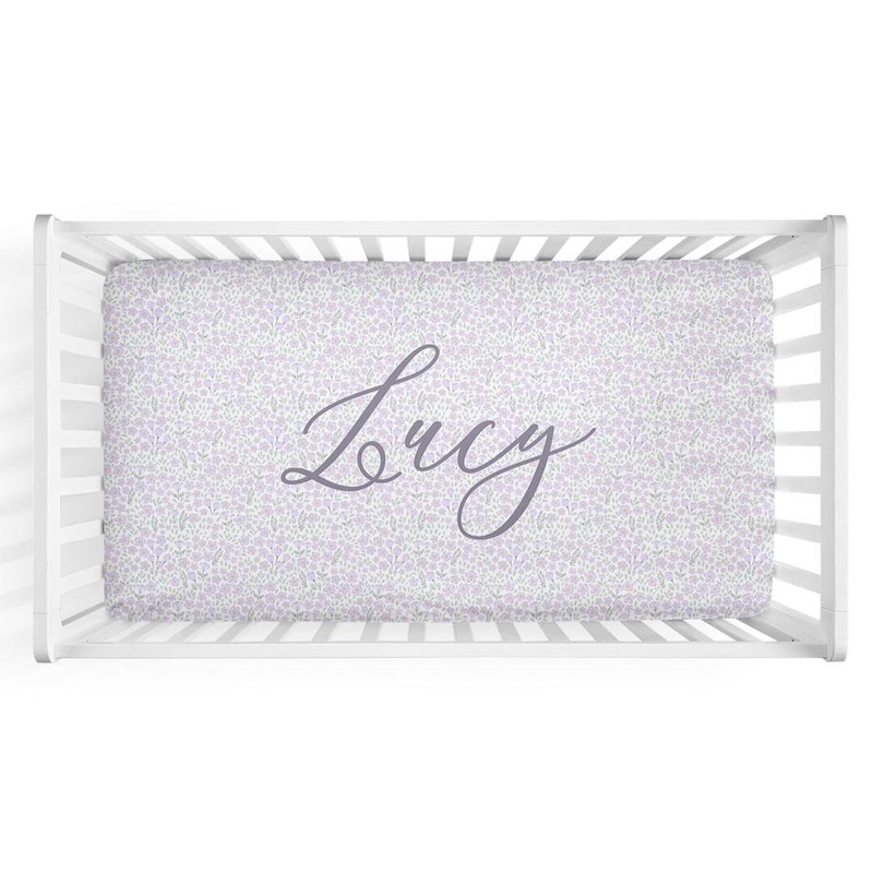 Lilac Meadow Personalized Crib Sheet