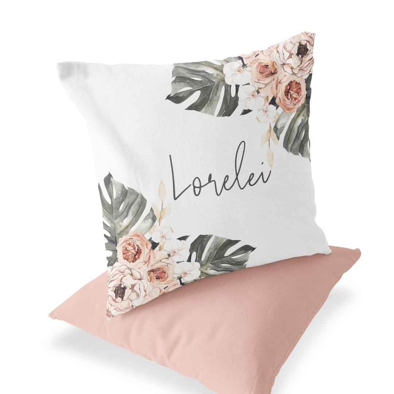 Lorelei’s Boho Palm Personalized Name Accent Pillow