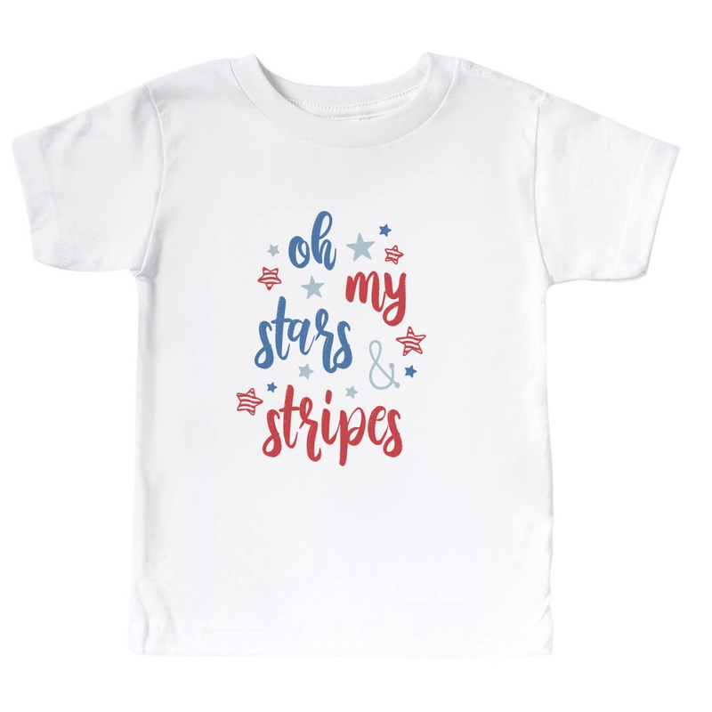 Oh My Stars & Stripes Kids Graphic Tee | White