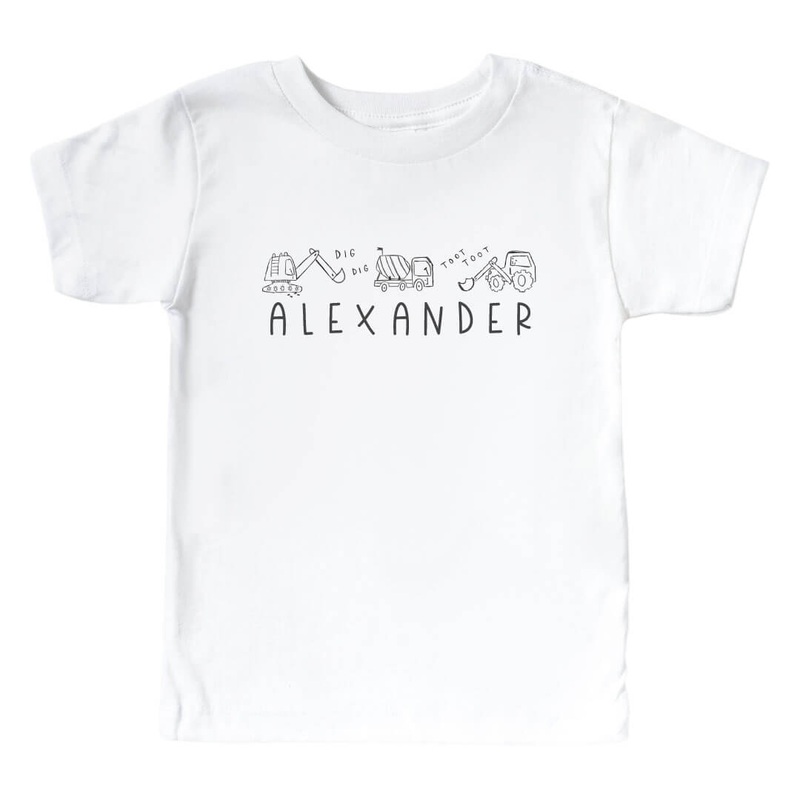 Personalized Doodle Dozers Kids Graphic Tee | White