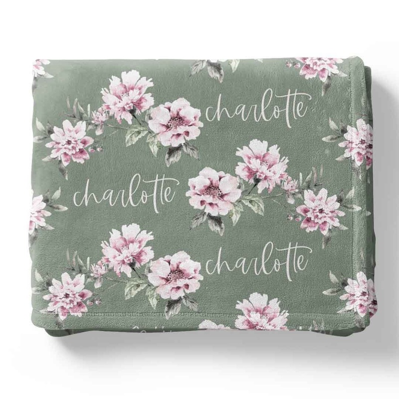 Saylor’s Sage & Blush Floral Personalized Toddler Blanket