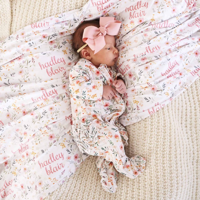 Winnie’s Wildflowers Personalized Swaddle Blanket