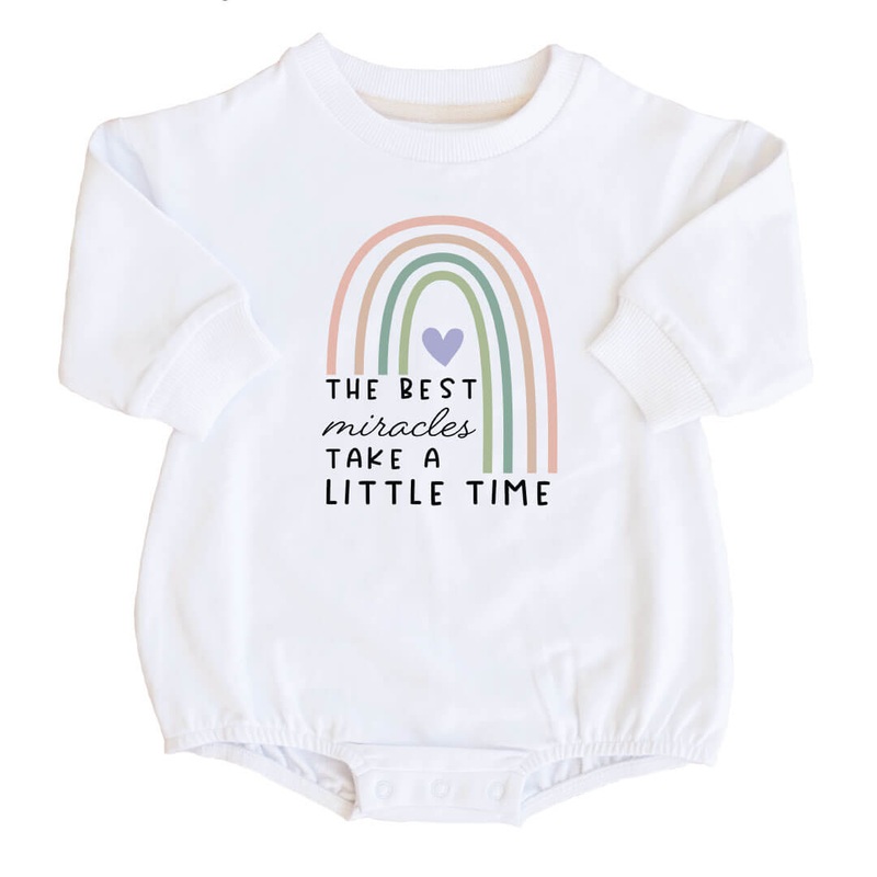 Best Miracles Graphic Sweatshirt Bubble Romper | White