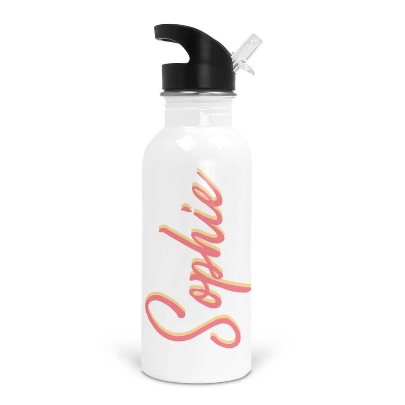 Blush & Daisy Script Personalized Kids Water Bottle