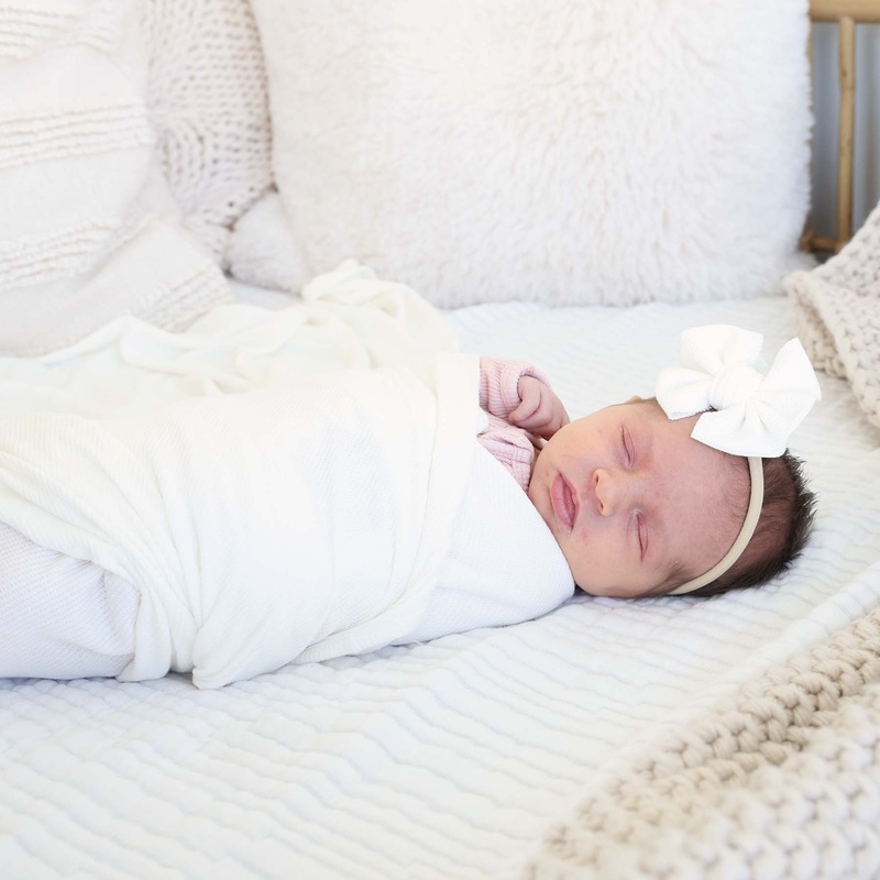 Cloud White Bamboo Waffle Oversized Swaddle Blanket