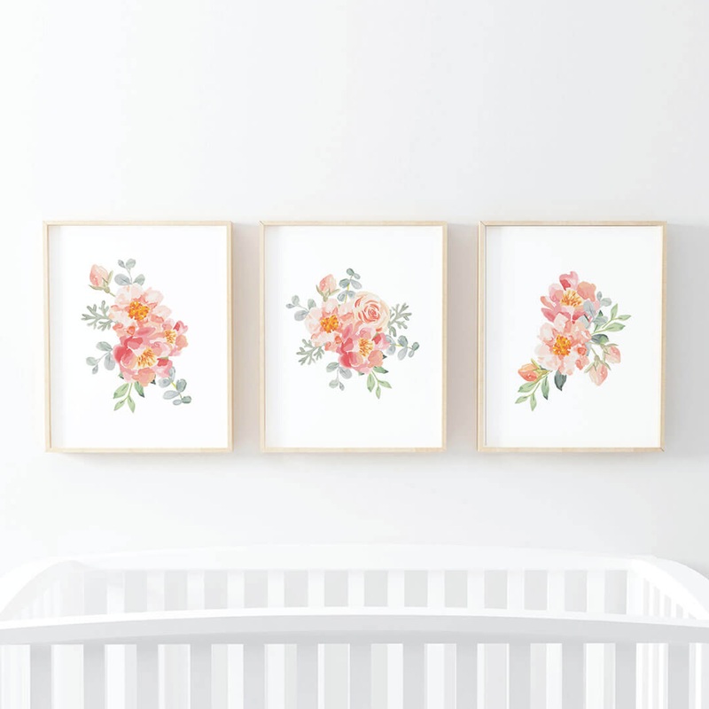 Ella’s Dusty Rose Floral Digital Nursery Art Bundle