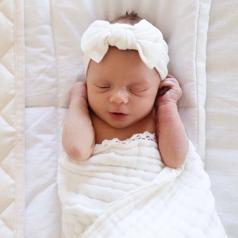 Gardenia Bamboo Waffle Knit Large Bow Headwrap