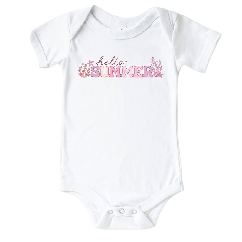 Hello Summer Graphic Bodysuit | White