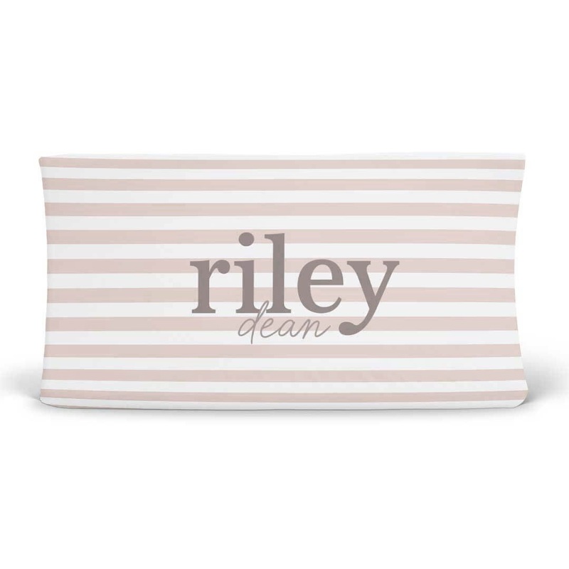 Latte Stripes Personalized Changing Pad Cover