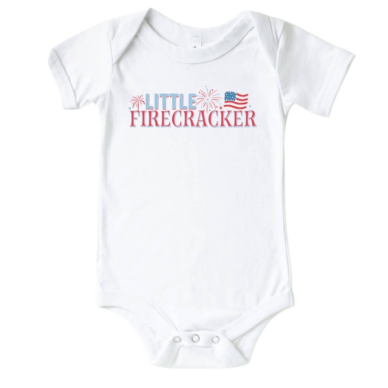 Little Firecracker Graphic Bodysuit | White