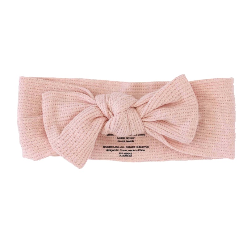 Lovely Pink Bamboo Waffle Knit Large Bow Headwrap