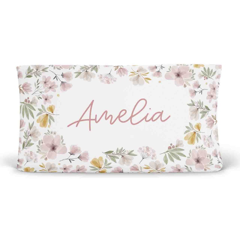 Maeve’s Mauve & Mustard Floral Personalized Changing Pad Cover