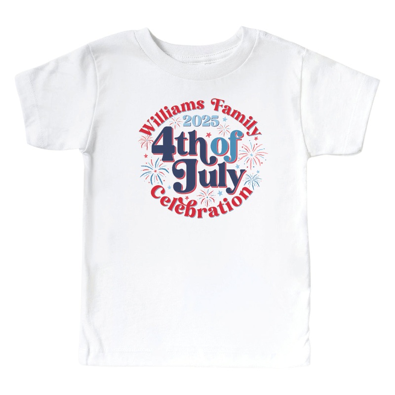 Personalized Family Celebration Kids Graphic Tee | White