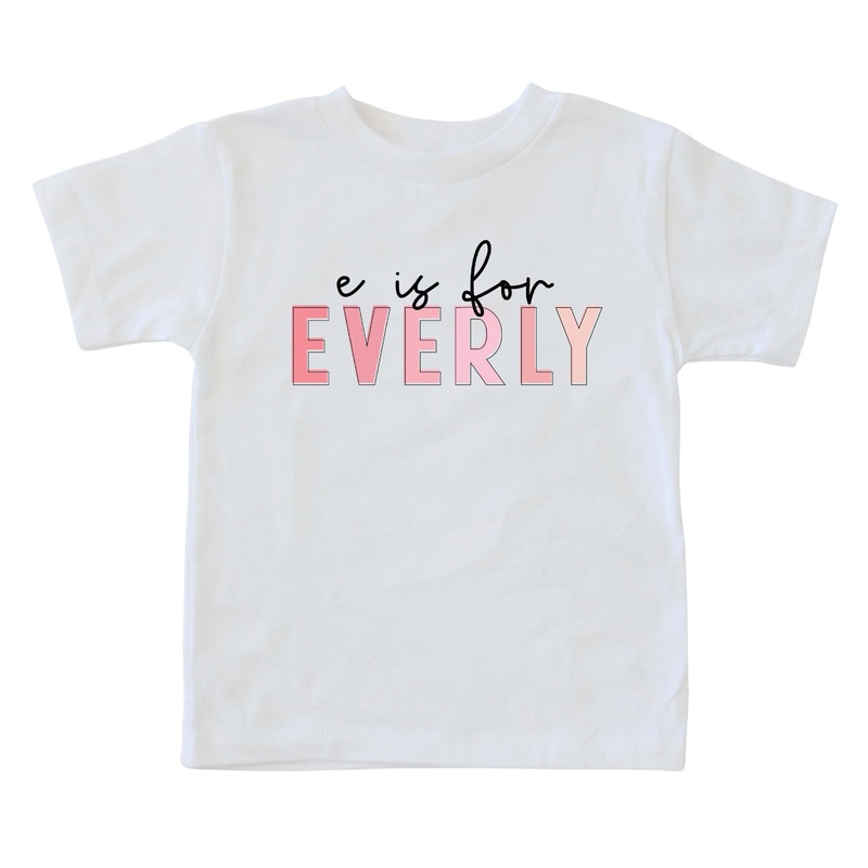Personalized Pink Color Block Kids Graphic Tee | White