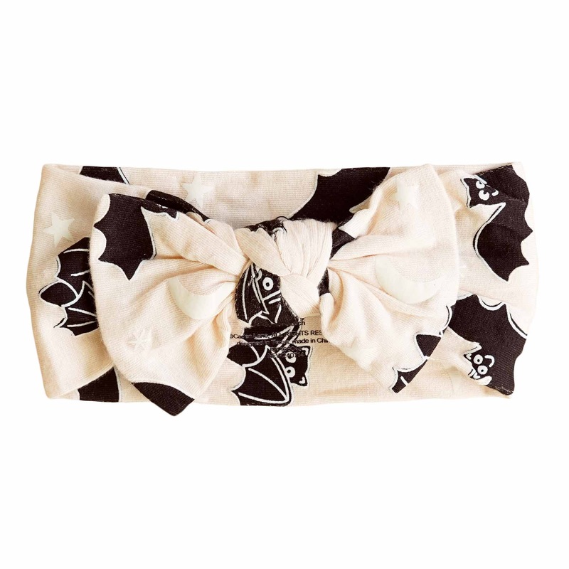 Scaredy Bats Knit Large Bow Headwrap