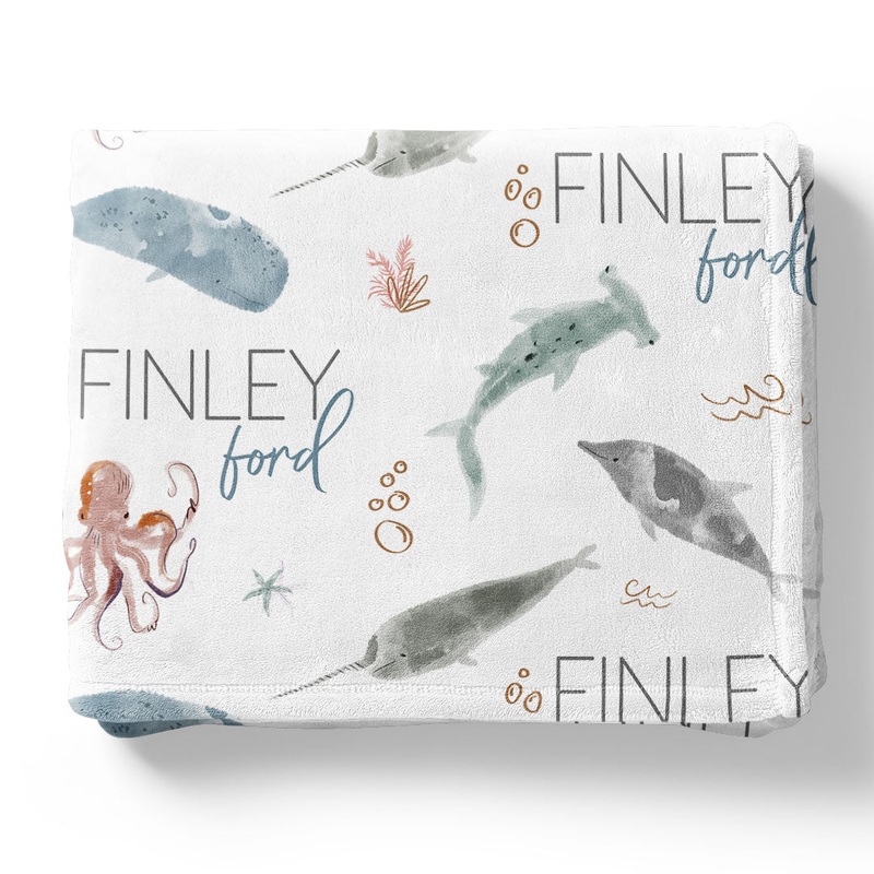 Sea Life Personalized Toddler Blanket