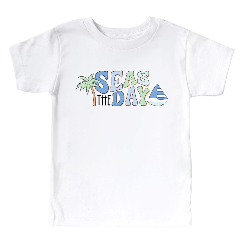 Seas The Day Kids Graphic Tee | White