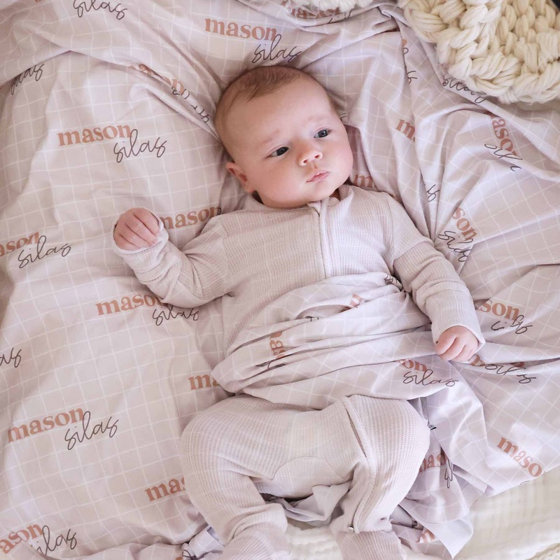 Sloane’s Squares Personalized Swaddle Blanket