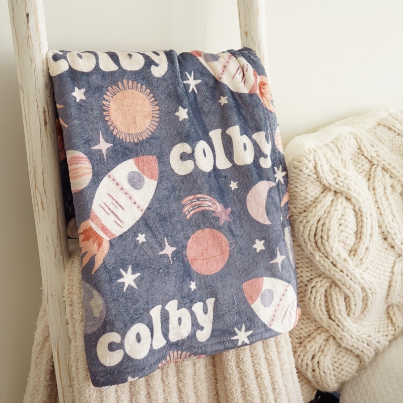 Star Explorer Personalized Kids Blanket | Navy