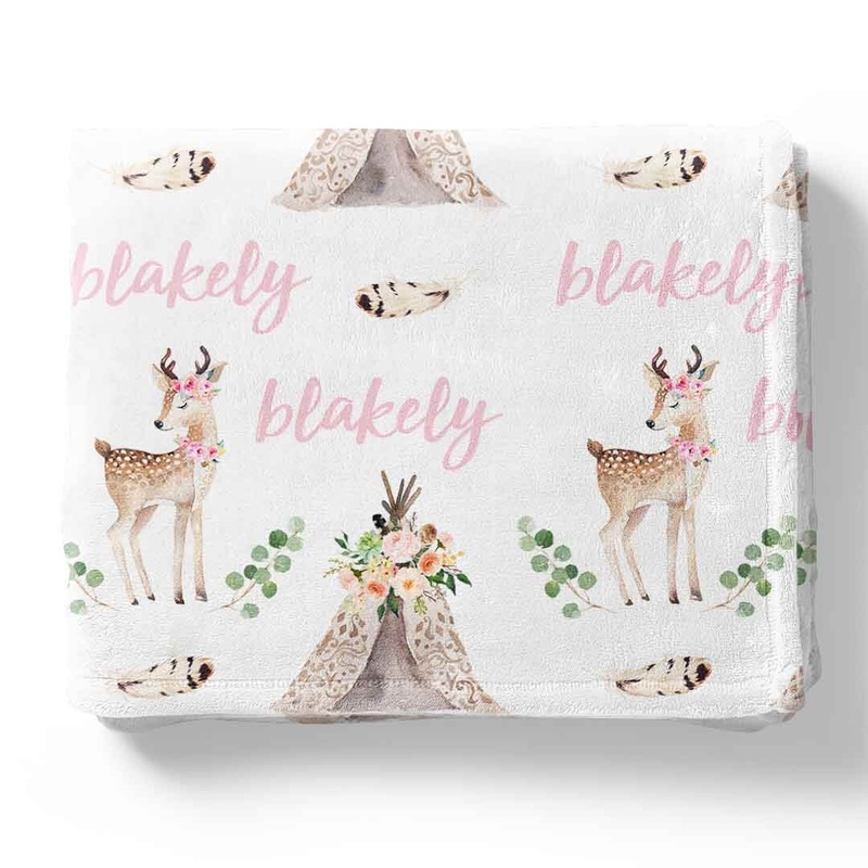 Blakely’s Boho Deer Personalized Toddler Blanket
