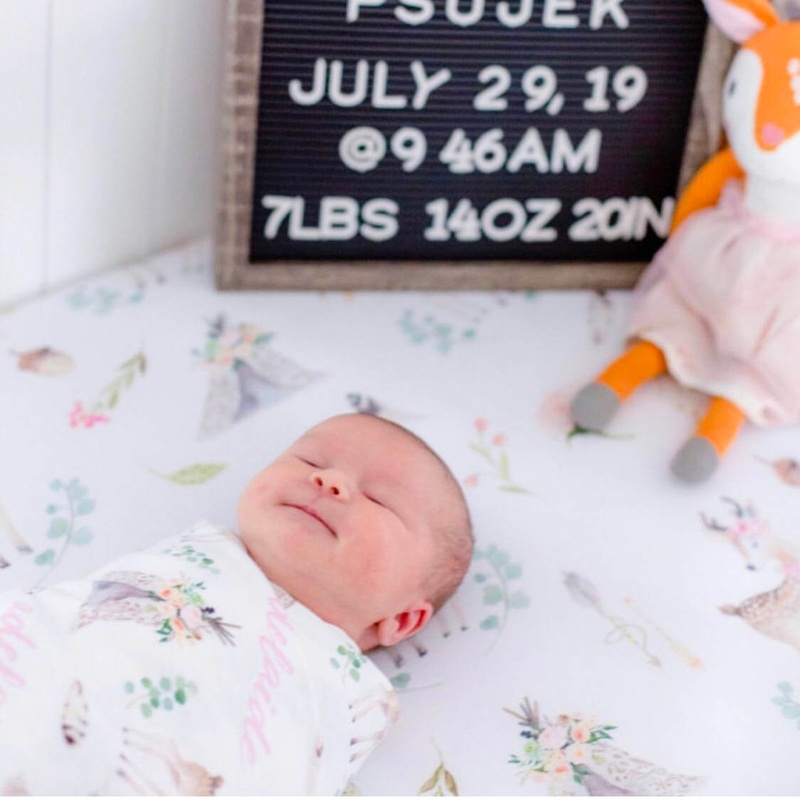 Blakely Woodland Deer Personalized Baby Name Swaddle Blanket