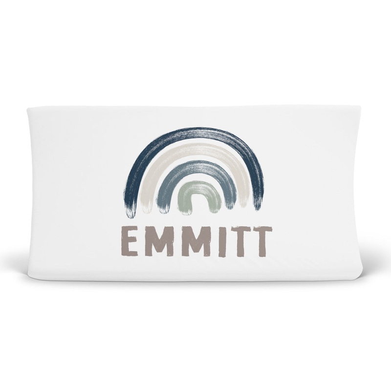 Brooks’ Blue Rainbows Personalized Changing Pad Cover