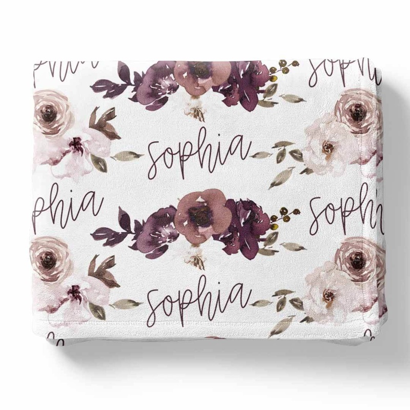 Demi’s Dusty Purple Floral Personalized Toddler Blanket