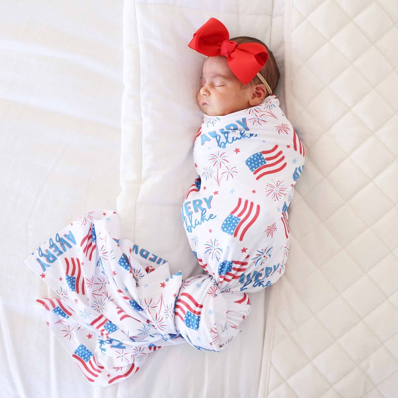 Fireworks & Freedom Personalized Swaddle Blanket