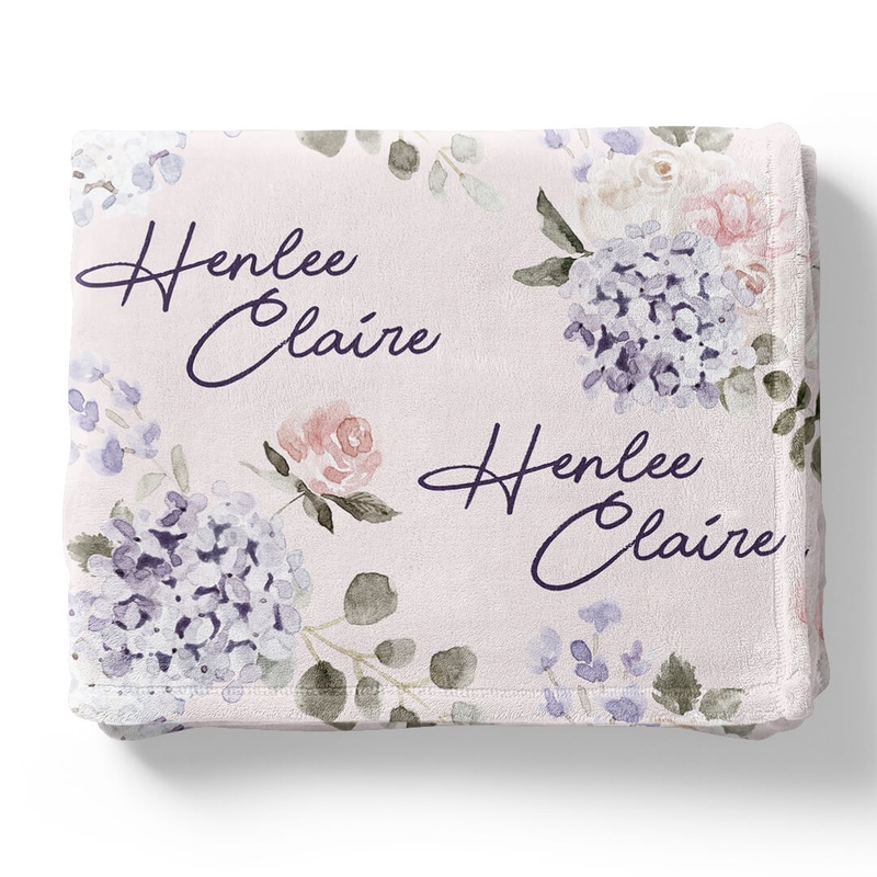 Henlee’s Hydrangea Personalized Kids Blanket