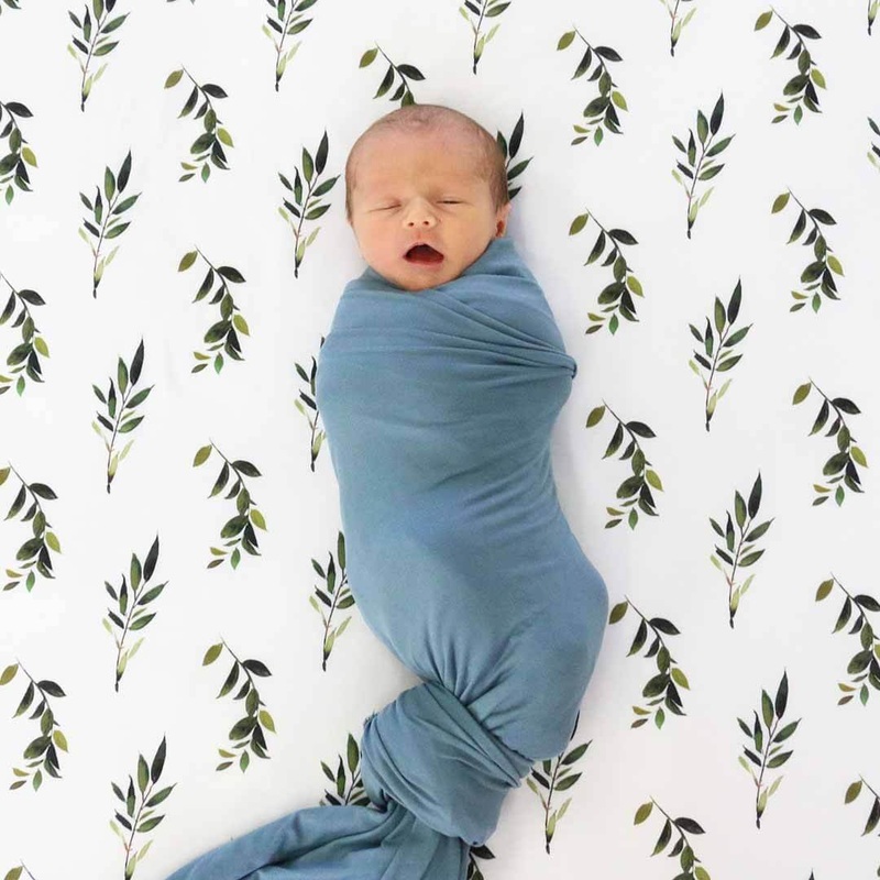 Solid Dusty Blue Bamboo Knit Swaddle Blanket