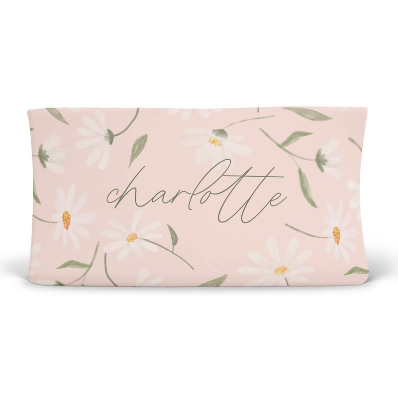 Sweet Daisy in Blush Personalized Changing Pad Cover