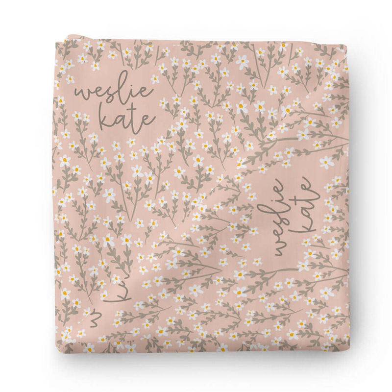 Weslie’s Wildflower Personalized Baby Name Swaddle Blanket