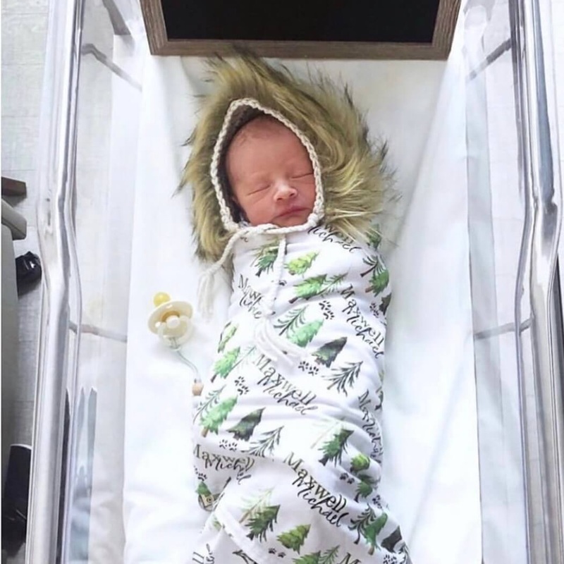 Woodland Trees Personalized Baby Name Swaddle Blanket