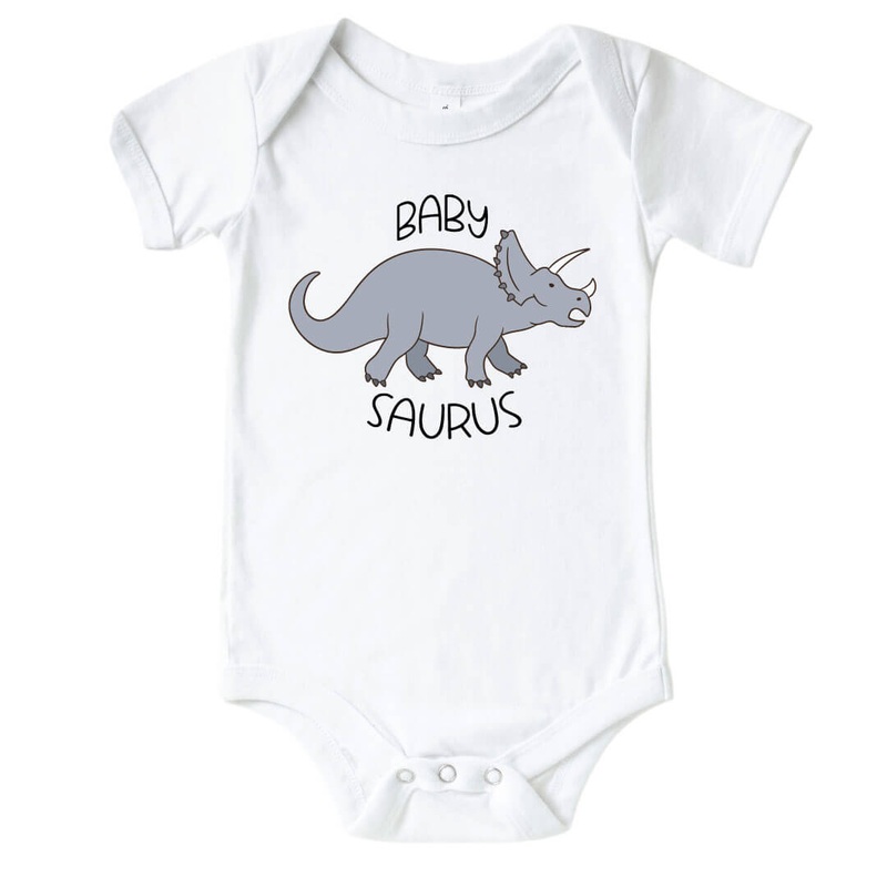 Baby Saurus Graphic Bodysuit | White