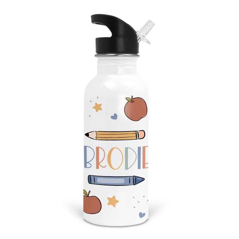 Back To School Apples Personalized Kids Water Bottle