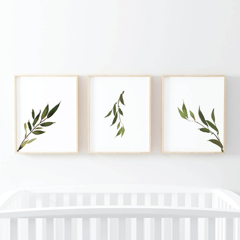 Olive Leaf Digital Nursery Art Print Group