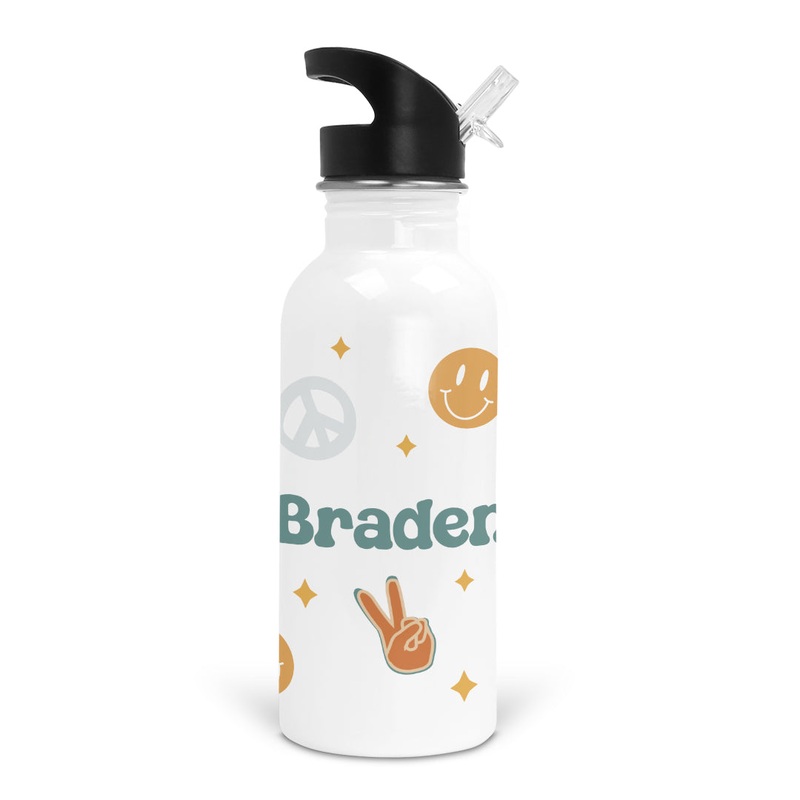 Peace Out Personalized Kids Water Bottle