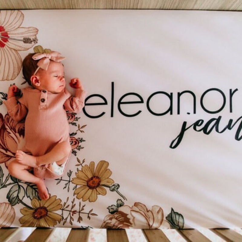 Peyton’s Vintage Floral Personalized Crib Sheet