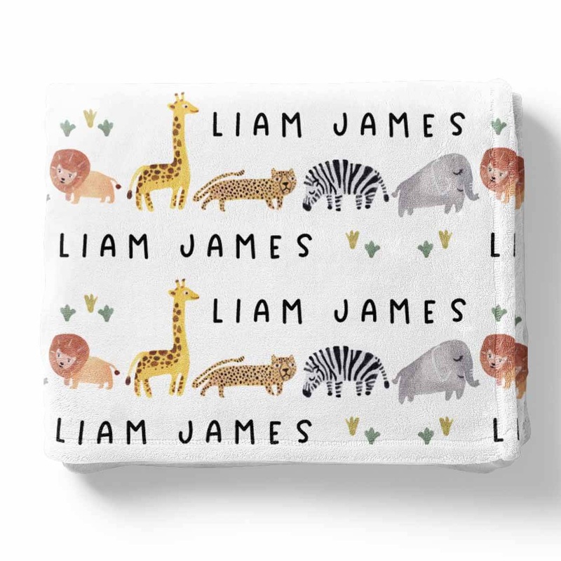 Safari Party Personalized Toddler Blanket