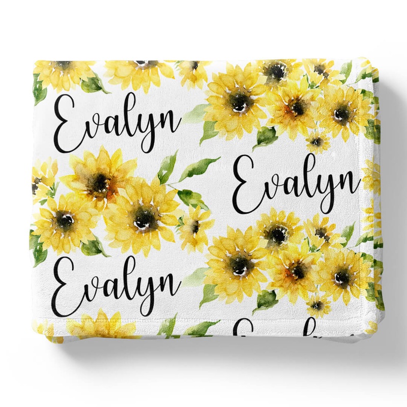 Savannah’s Sunflowers Personalized Toddler Blanket